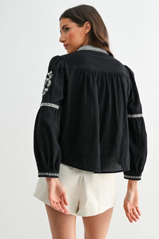 Driving You Crazy Boho Black Long Sleeve Blouse – The Infinity