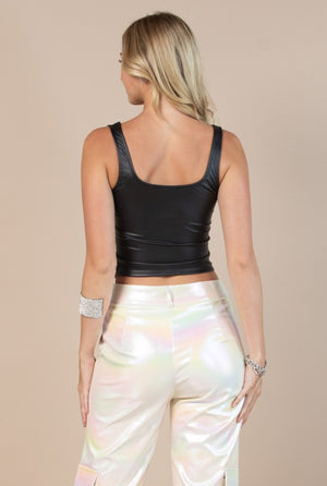 Wild & Fierce Black Faux Leather Crop Top
