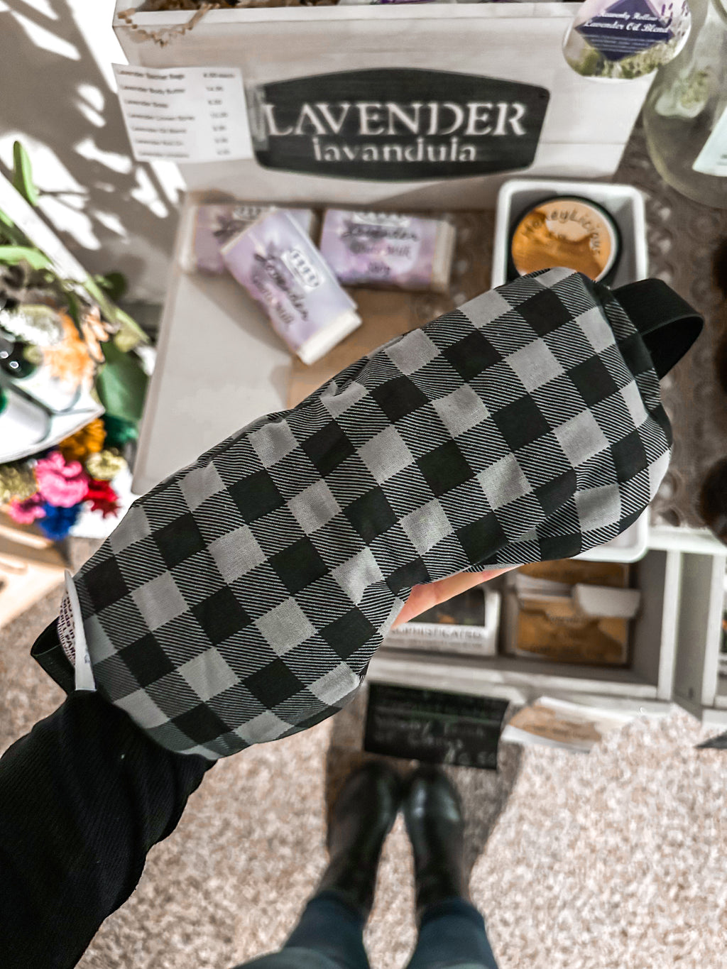 Black Plaid Lavender & Eucalyptus Eye Mask