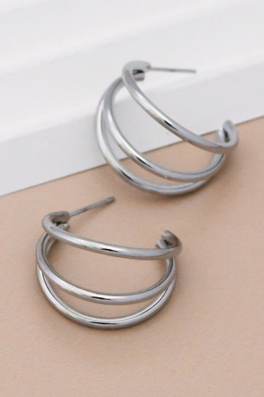 The Leighton Silver Stainless Steel Earring Hoops
