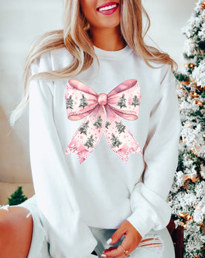 Pink Tree Bow Unisex Sweatshirt