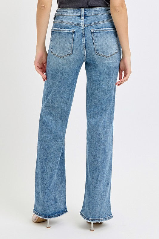 Perfect Chemistry Risen High Rise Wide Leg Distressed Denim Jeans