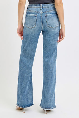 Perfect Chemistry Risen High Rise Wide Leg Distressed Denim Jeans