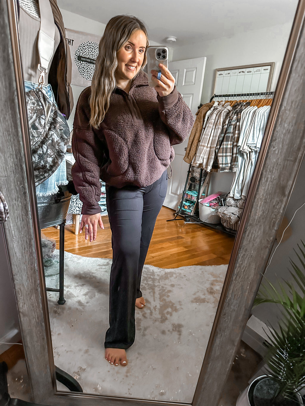 The Back To Reality Espresso Sherpa Mock Neck Quarter Zip Jacket