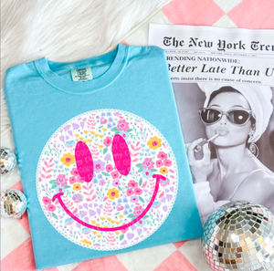 Happy Lace Lagoon Blue Unisex Cotton T-Shirt