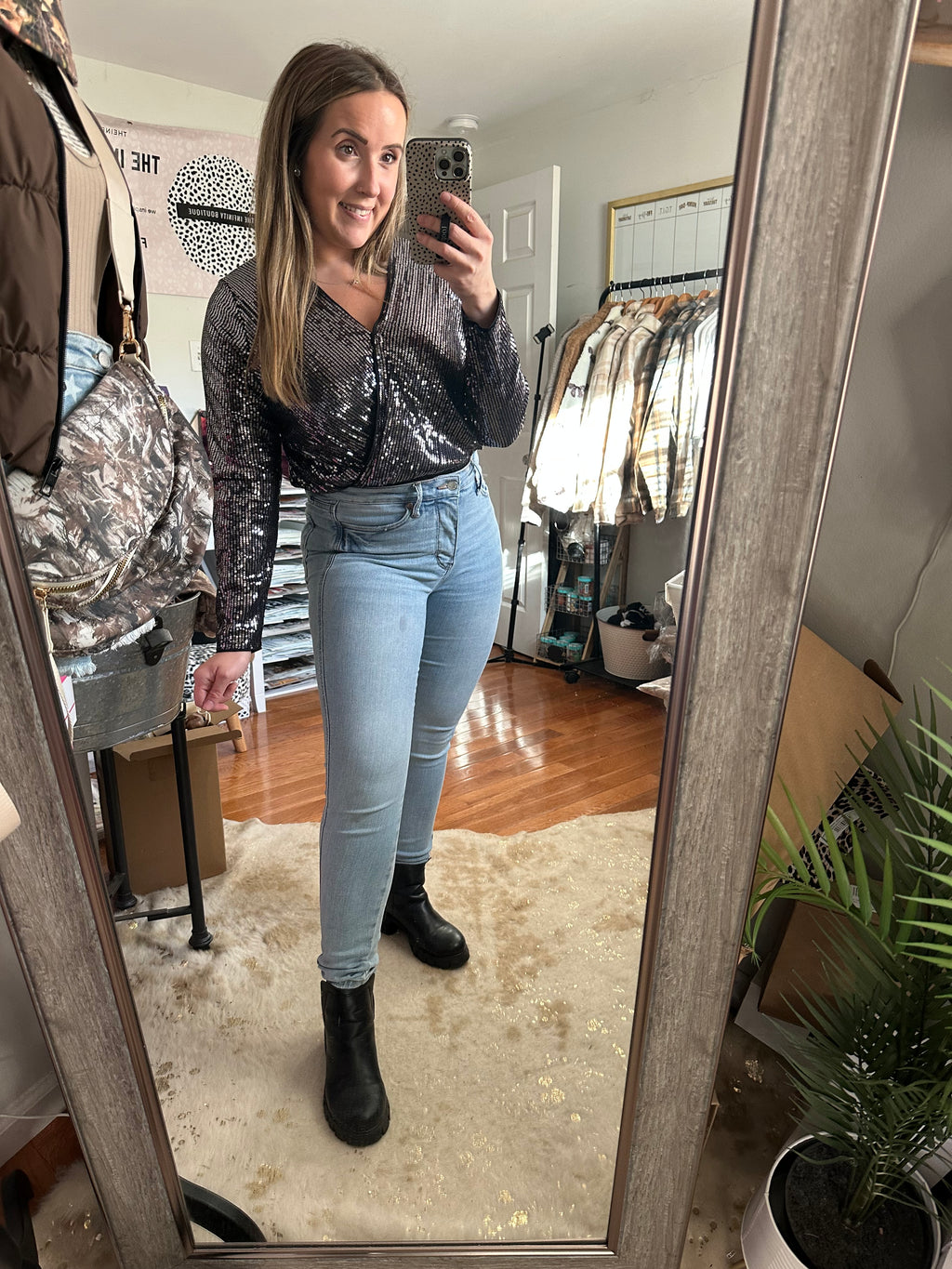 The Show Stopper Black Sequin Bodysuit