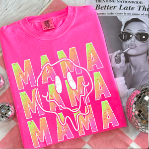 Mama Retro Neon Pink Unisex Cotton T-Shirt