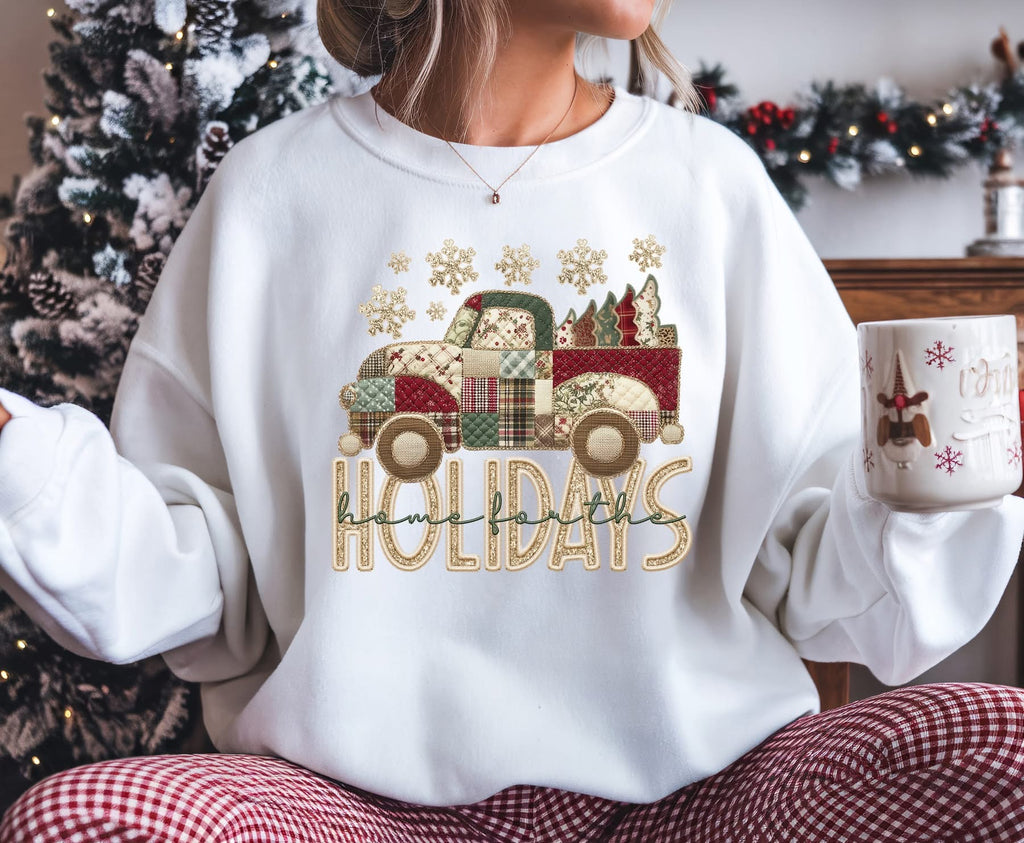 Home For The Holidays White Unisex Sweatshirt