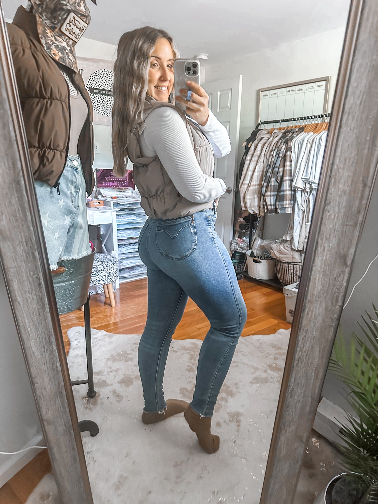 The Just Don’t Fall Taupe Quilted Puffer Vest