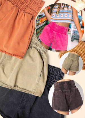 The Shoreline Sunset Acid Wash Twill Shorts