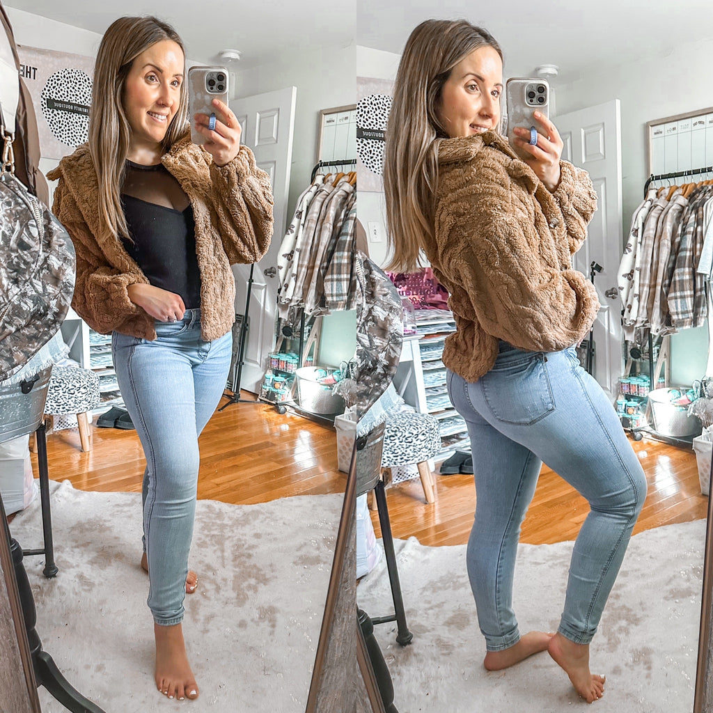 The Teddi Mocha Plush Sherpa Jacket
