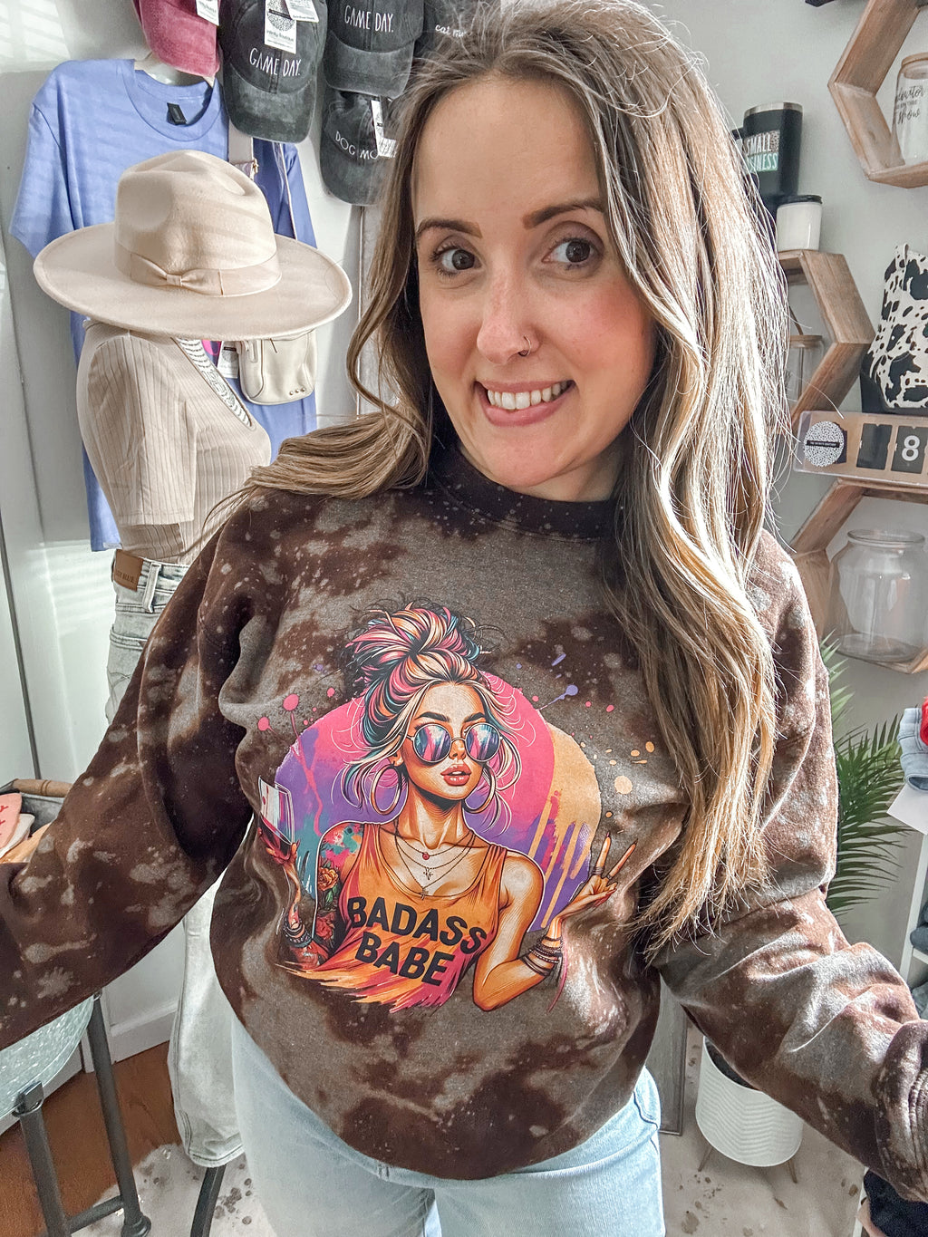 BADASS BABE MEDIUM ACID WASH UNISEX SWEATSHIRT