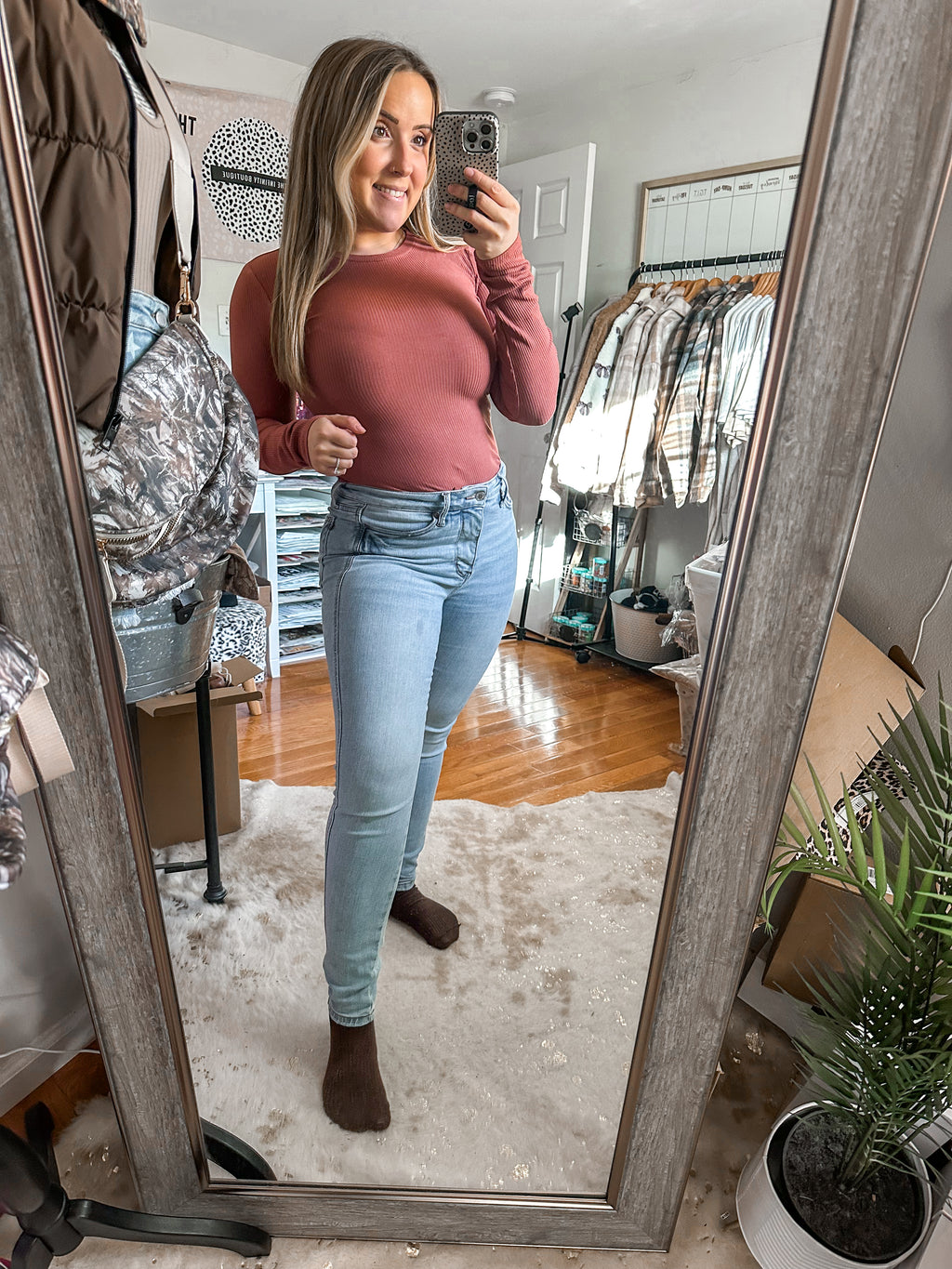 Infinity Basic Mauve Ribbed Long Sleeve Bodysuit