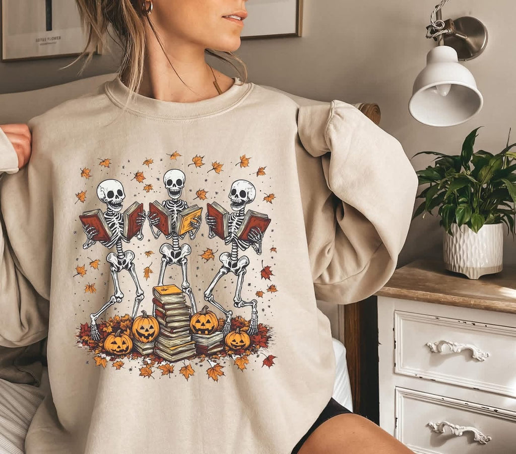 Dancing Skelly Books Sand Unisex Sweatshirt