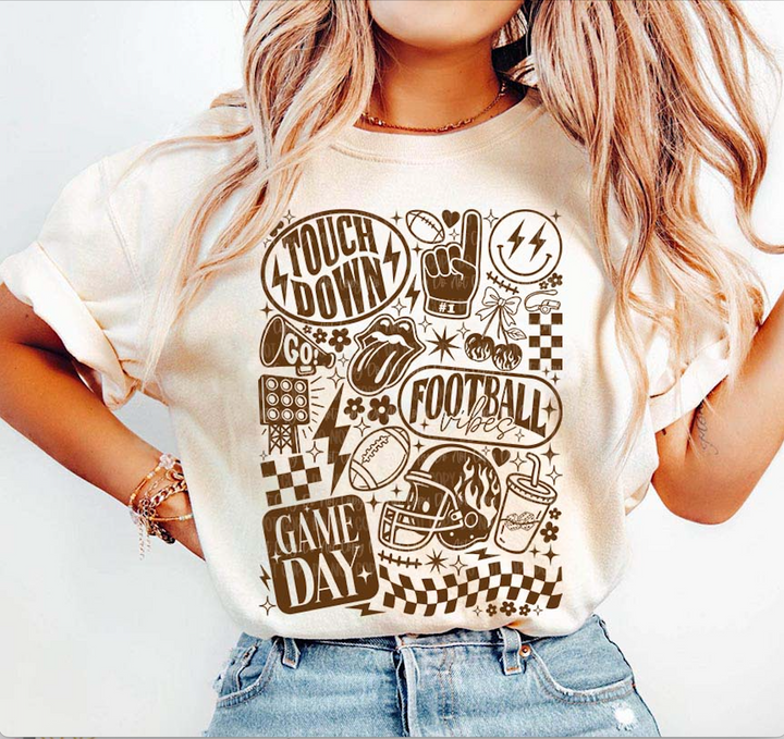 Touchdown Collage Tan Unisex Cotton T-Shirt