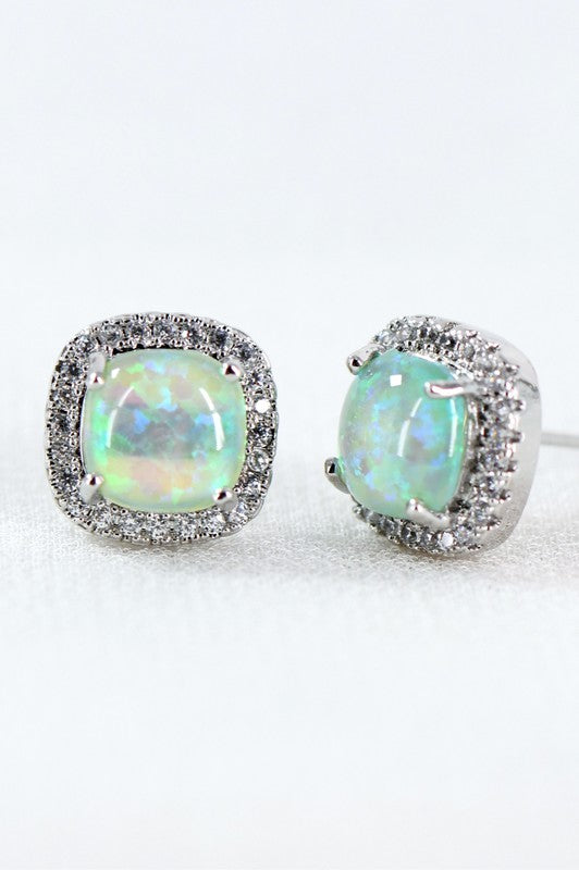 The Alexandria Dainty Opal Square Stud Earrings