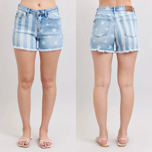 Stars & Stripes Judy Blue Mid Rise Denim Shorts