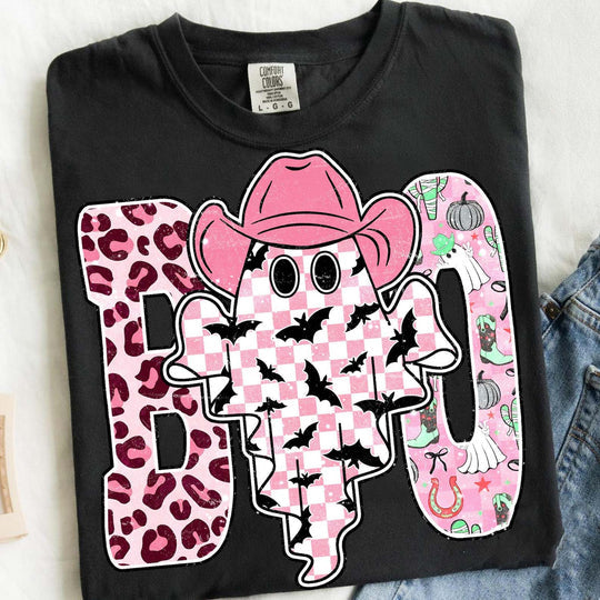 Country Boo Black Cotton T-Shirt