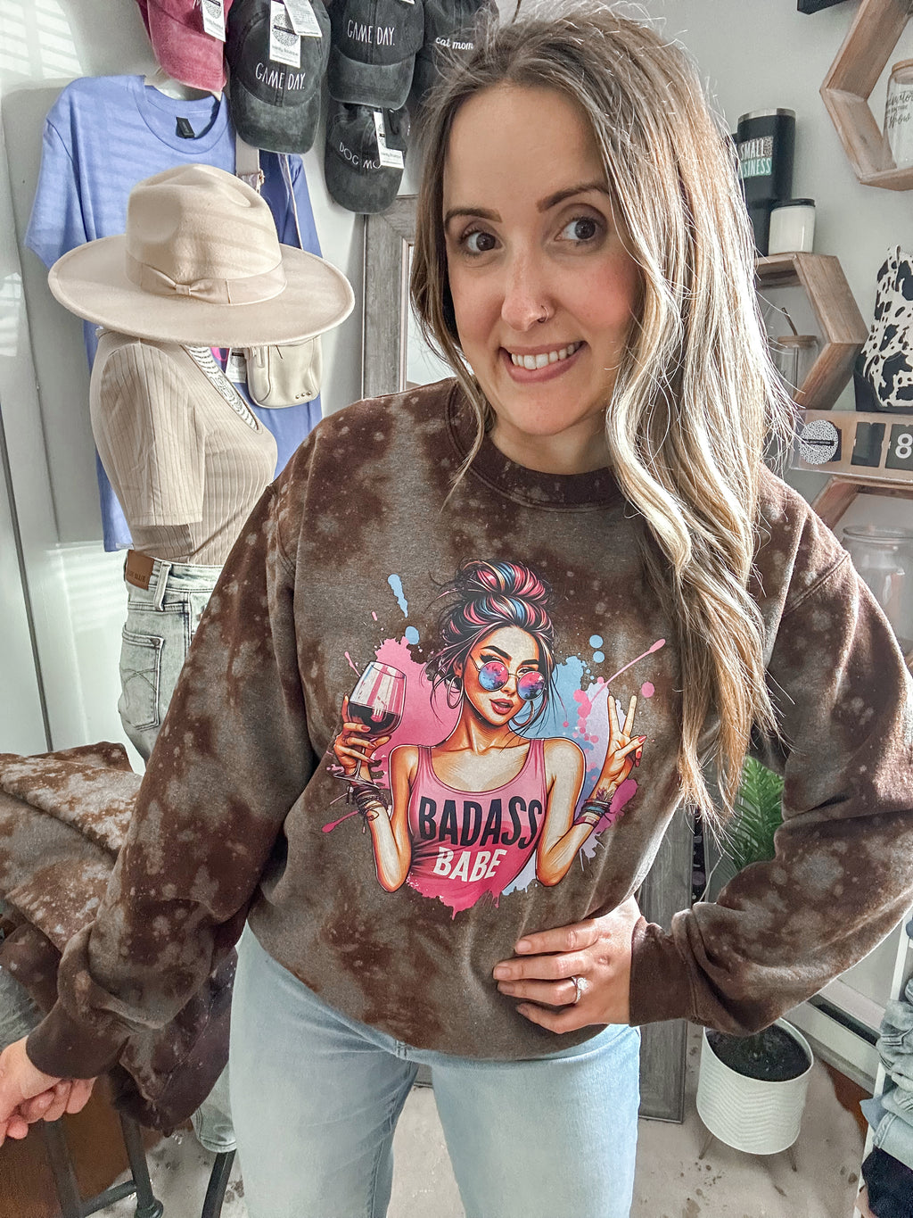 BADASS BABE MEDIUM ACID WASH UNISEX SWEATSHIRT