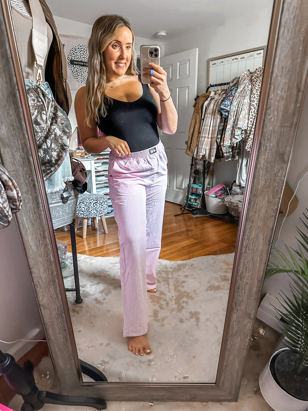 The Rosie Pink Striped Boxer Pants
