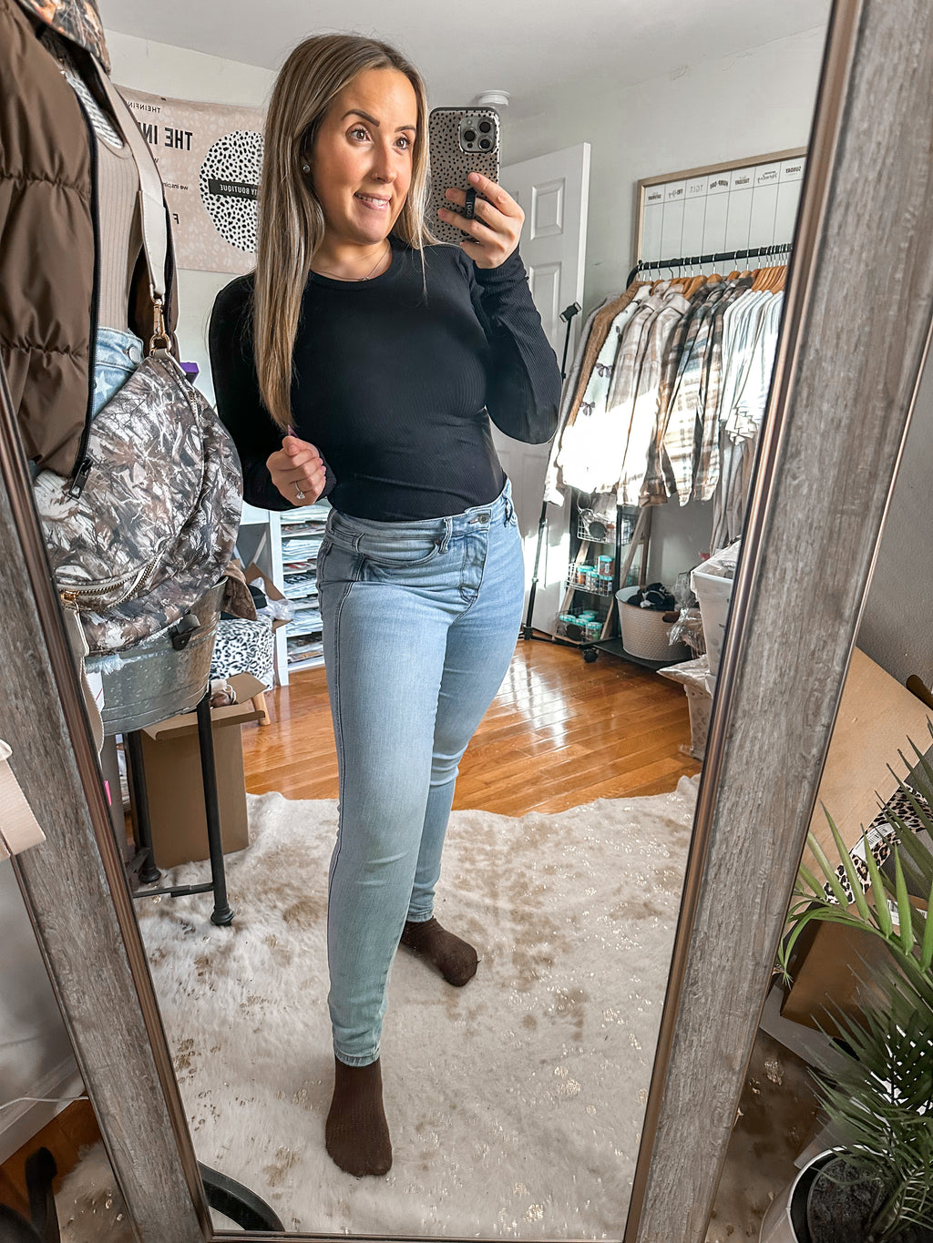 Infinity Basic Black Ribbed Long Sleeve Bodysuit