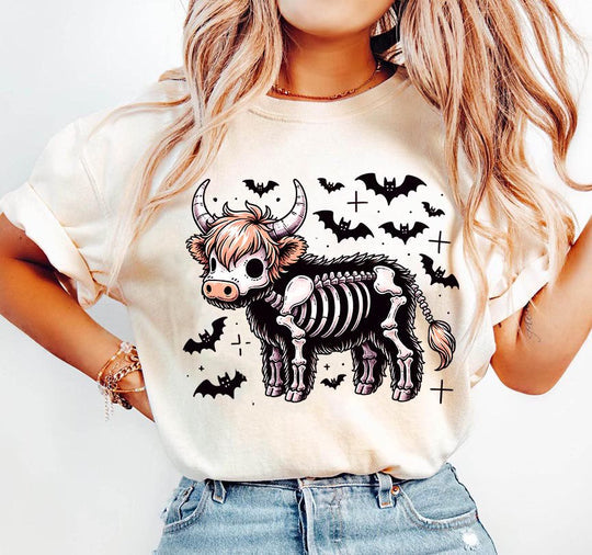 Skelly Cow Tan Unisex Cotton T-Shirt