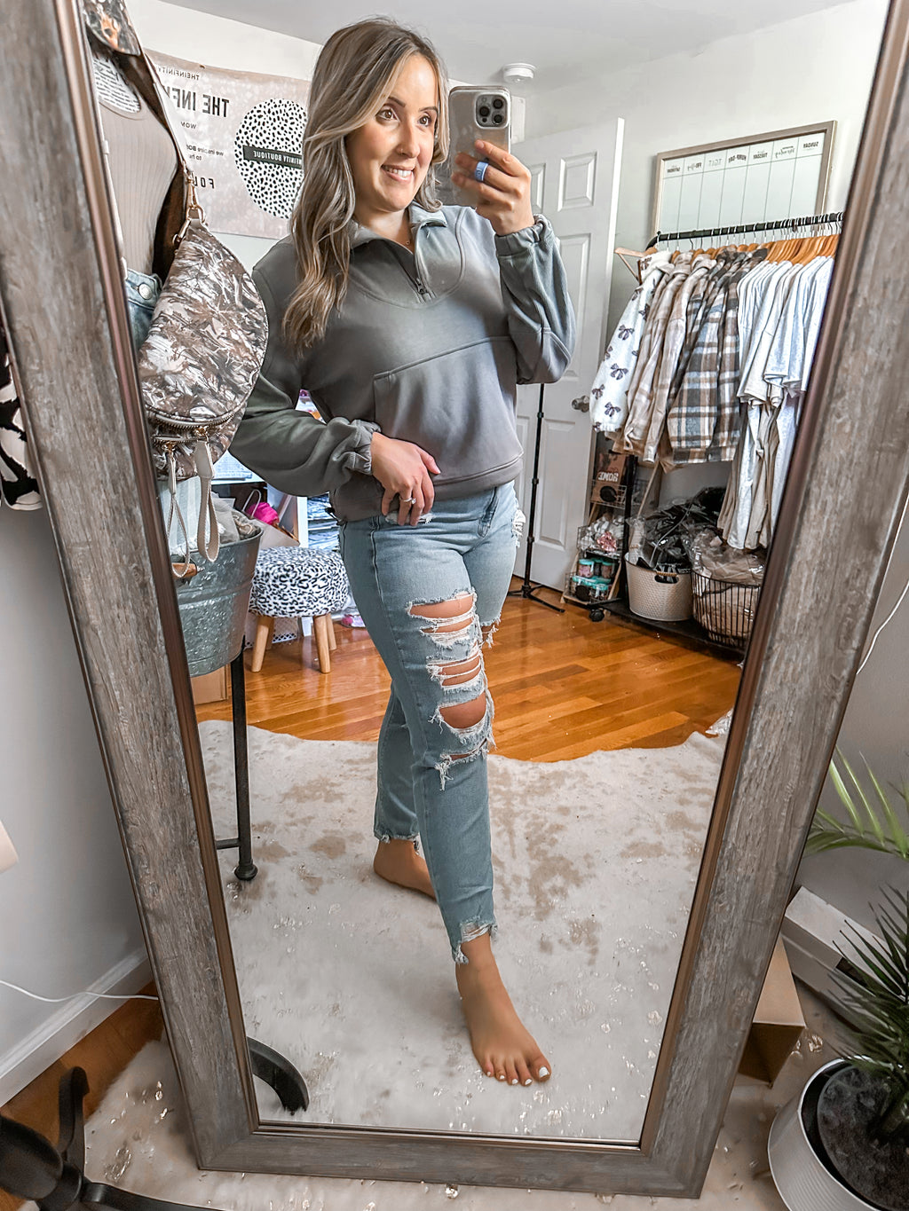 The Bristol Ash Green Scuba Quarter Zip Sweatshirt