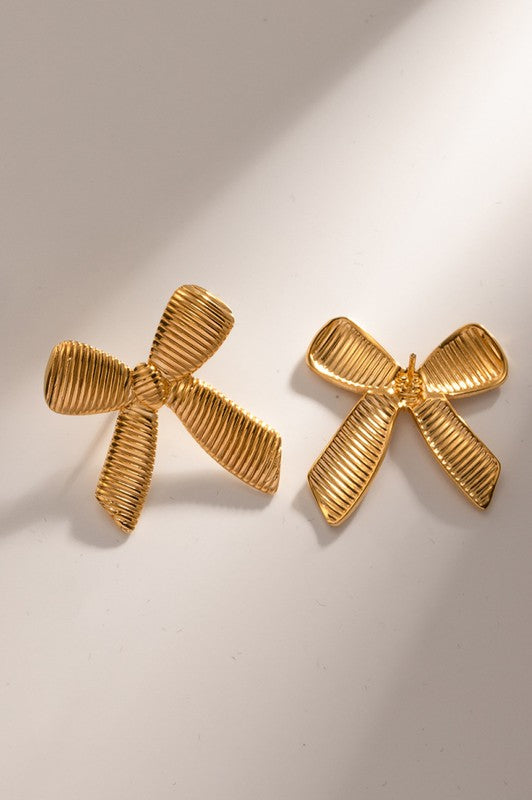 The London Stainless Steel Bow Tie Studs