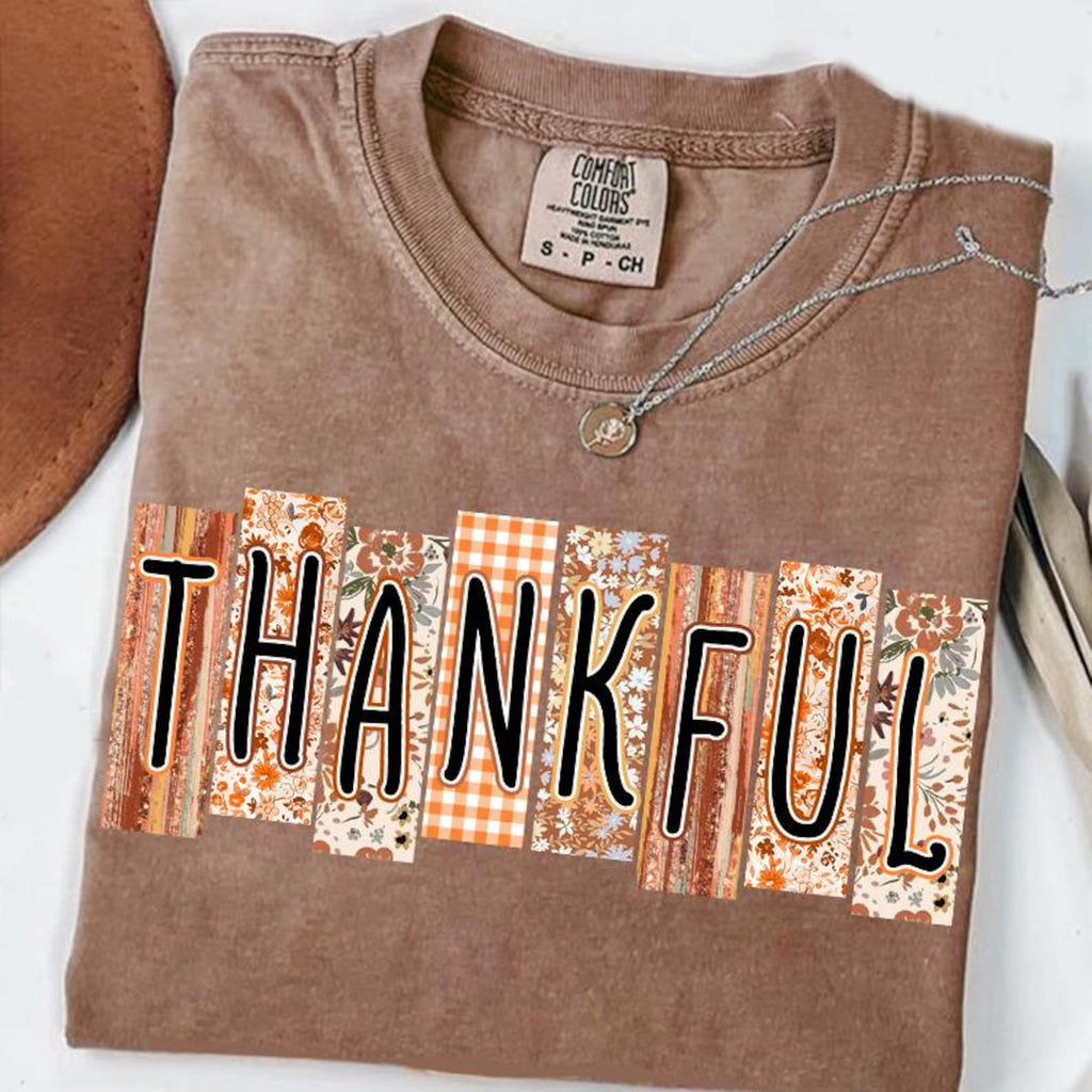 Thankful Brown Cotton T-Shirt