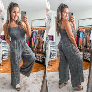 By The Bay Floral Smocked Jumpsuit