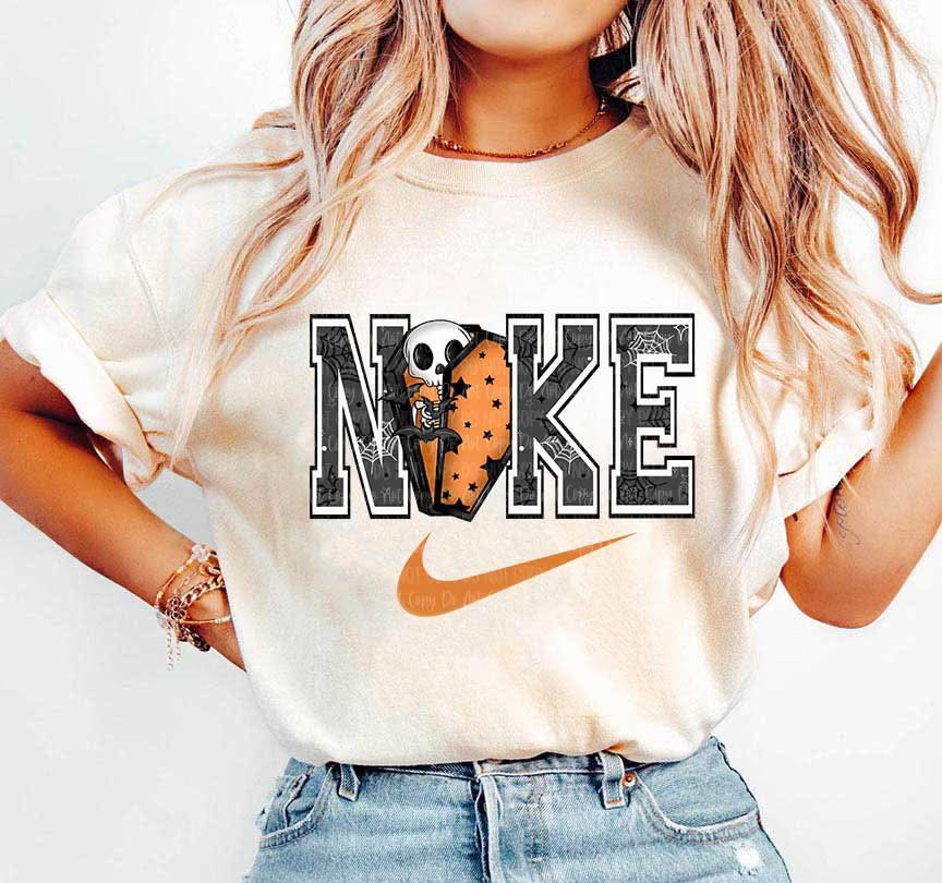 Swoosh Coffin Tan Cotton T-Shirt