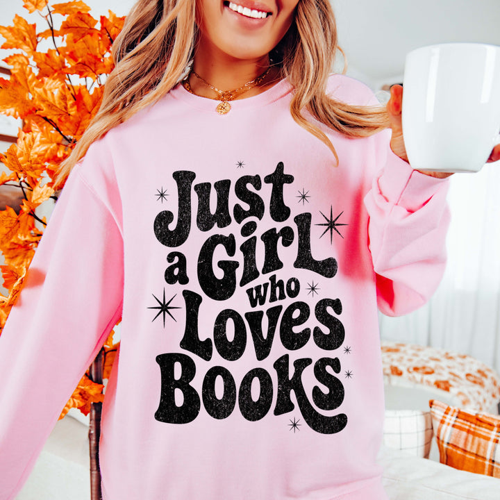 Just A Girl Who Loves Books Pink Unisex Sweatshirt