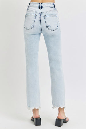Twisted Fate Risen High Rise Distressed Ankle Straight Denim Jeans