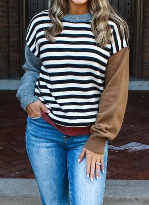 Push The Limits Color Block Long Sleeve Sweater