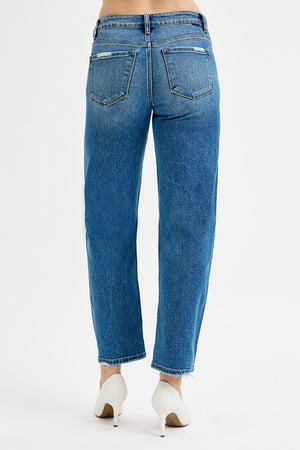 Truth Or Dare Risen High Rise Tummy Control Ankle Slim Barrel Denim Jeans