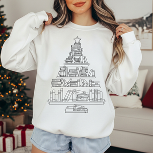 Bookshelf Tree White Unisex Sweatshirt