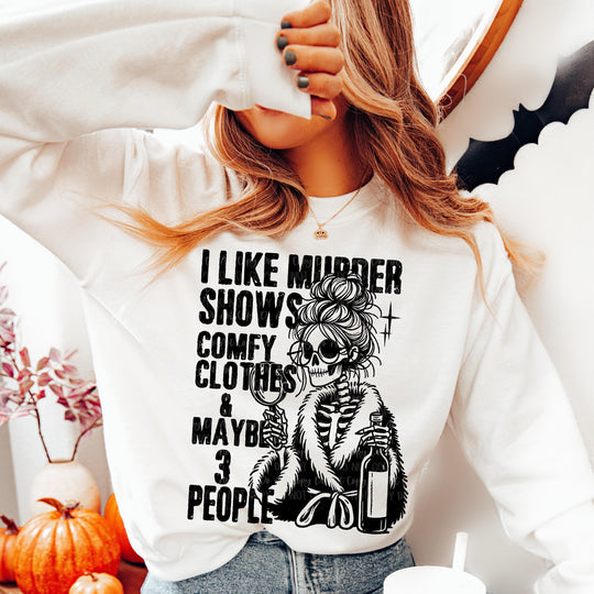 I Like Murder Shows White Unisex Sweatshirt