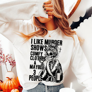I Like Murder Shows White Unisex Sweatshirt