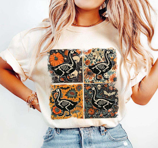 Goose Skelly Tan Unisex Cotton T-Shirt