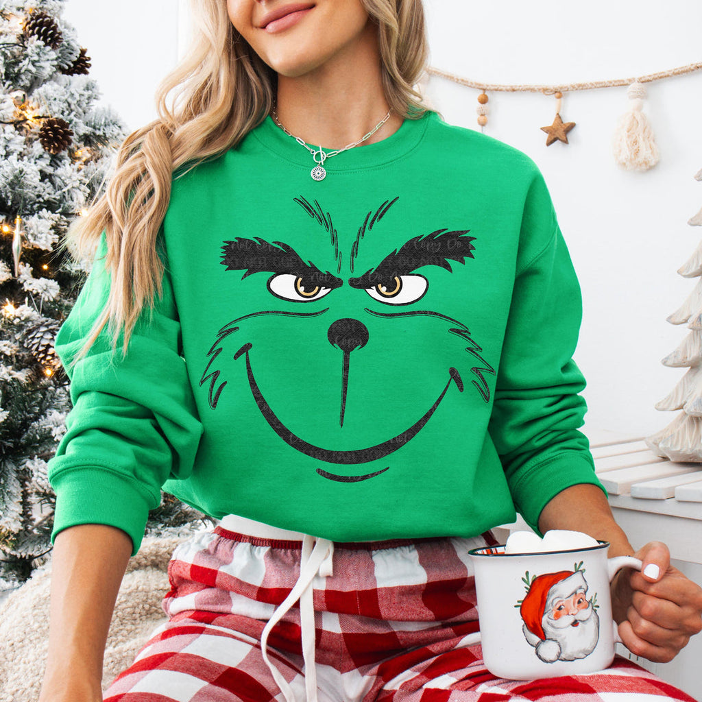 GRNCH FACE Green Unisex Sweatshirt