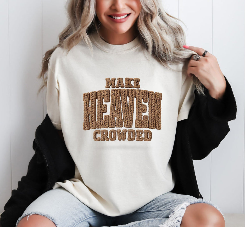 Faux Knit Make Heaven Crowded Tan Unisex Cotton T-Shirt