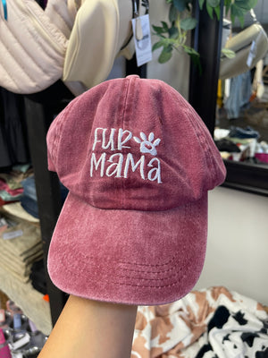 Fur Mama Red Embroidered Hat