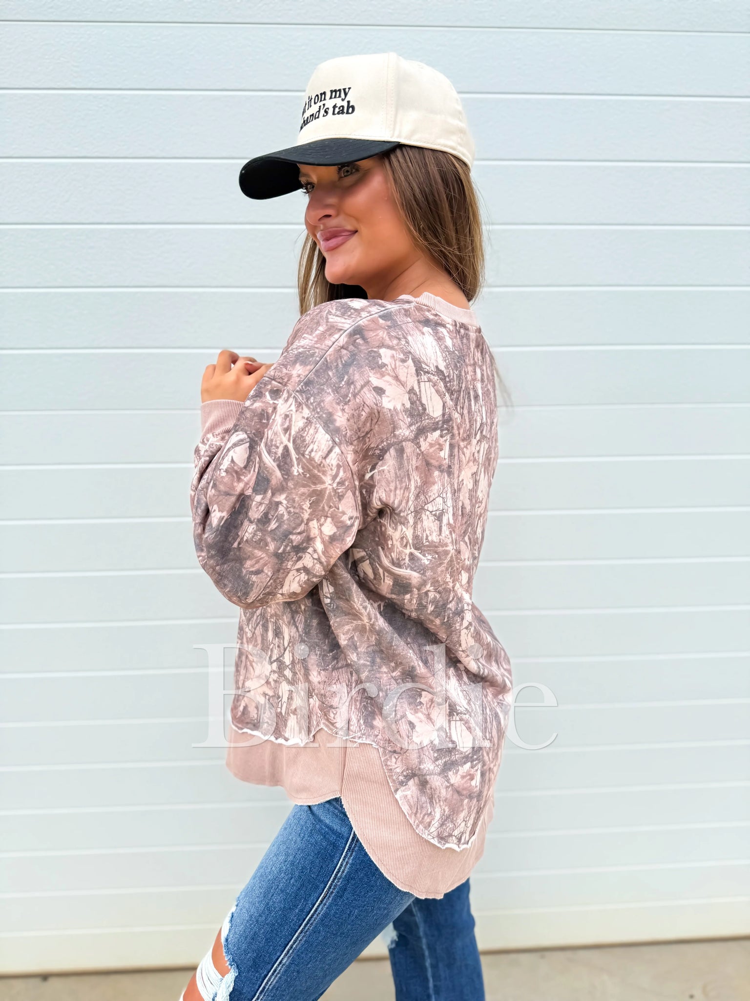 The Layla Everyday Curve Dark Camo Pullover