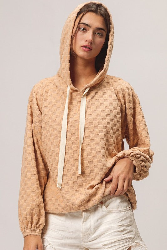 The Winona Taupe Checker Knit Hoodie