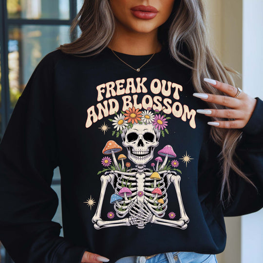 Freak Out & Blossom Black Unisex Sweatshirt