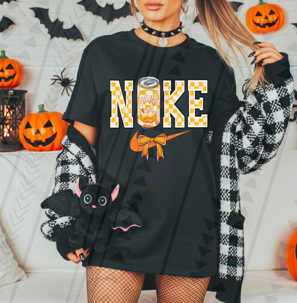 Swoosh Pumpkin Cream Black Cotton T-Shirt