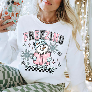Freezing & Reading White Unisex Sweatshirt