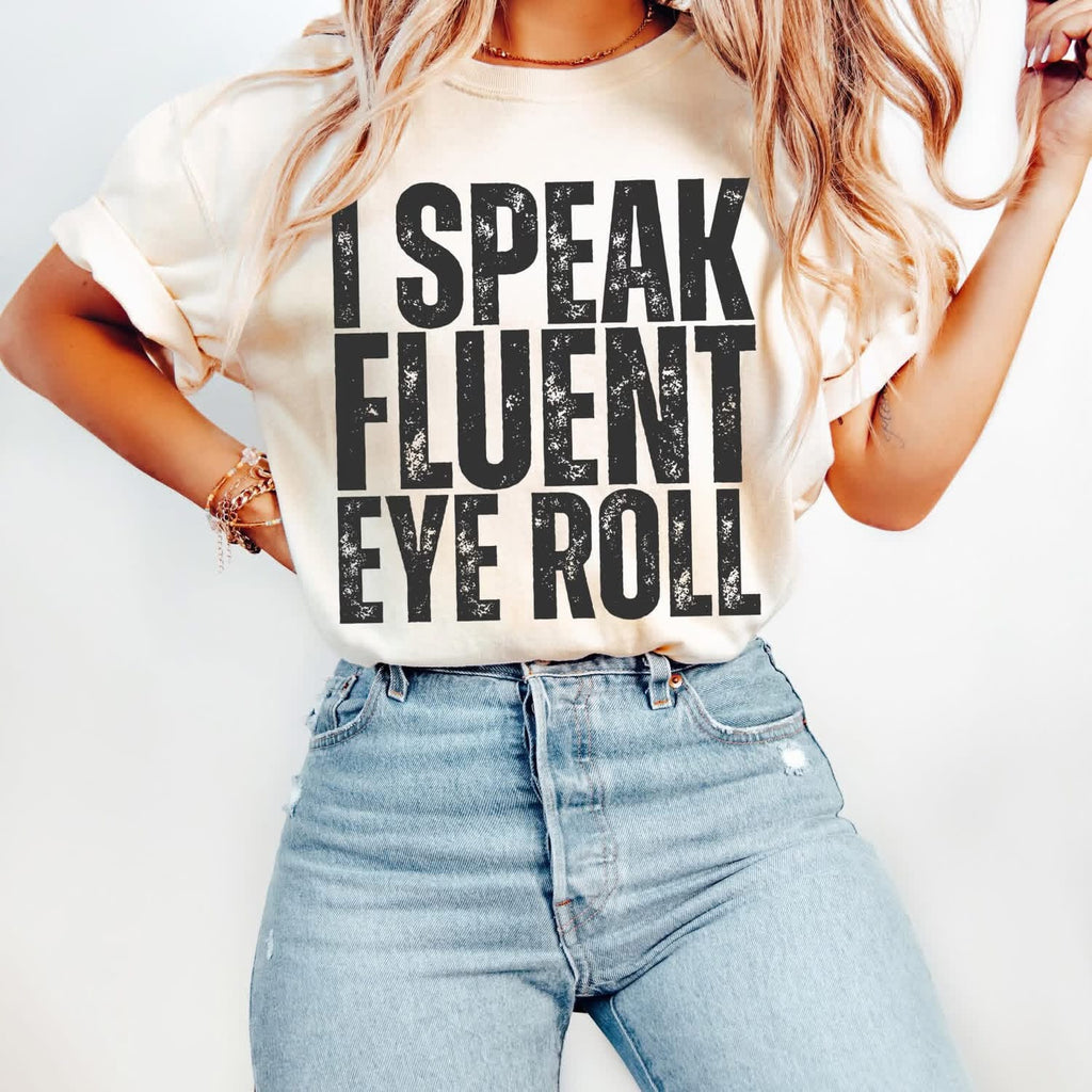 Fluent Eye Roll Tan Cotton T-Shirt