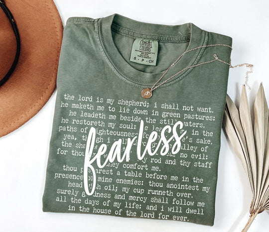 Fearless Script Green Cotton T-Shirt