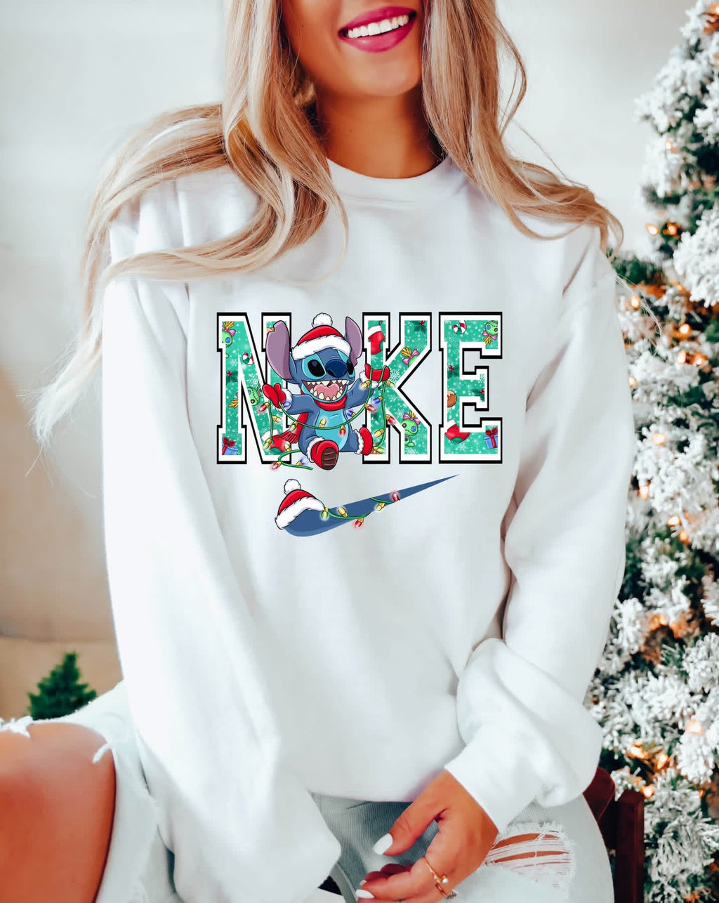 Holiday Swoosh STCH White Unisex Sweatshirt
